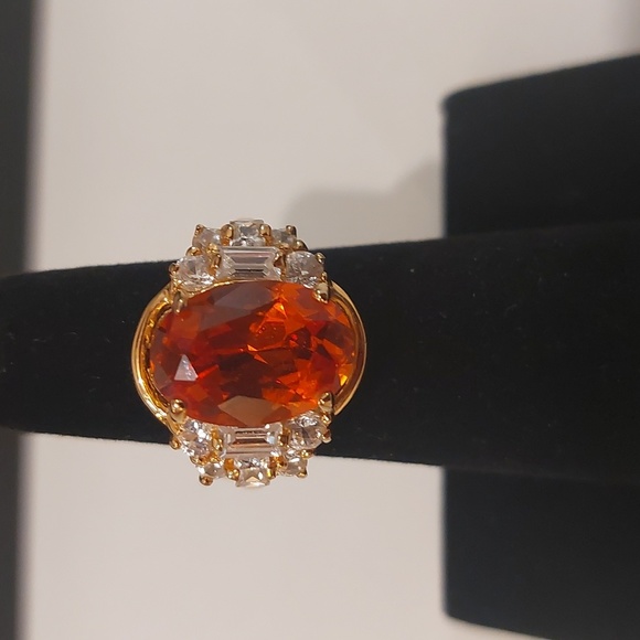 Source Unknown Jewelry - Spessartine Fashion Ring with Gold Band (feaux)